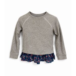 Oshkosh Gray & Navy Blue Tulle Floral Hem Bow Detail Sweater Girls Size 7